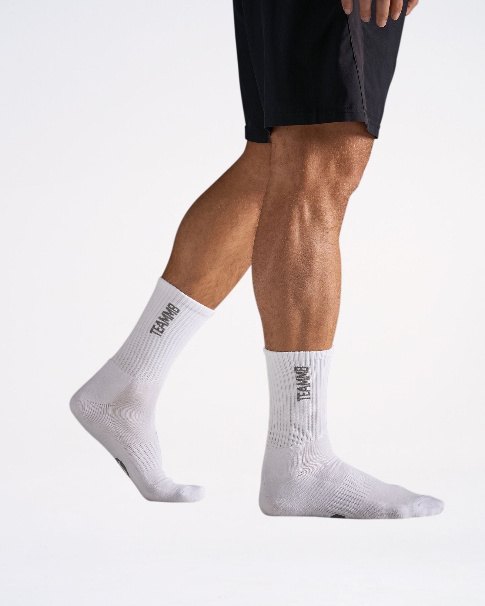 TEAMM8 Crew Socks - White|Grey