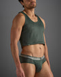 Racer Mesh Crop Singlet - Hunter Green